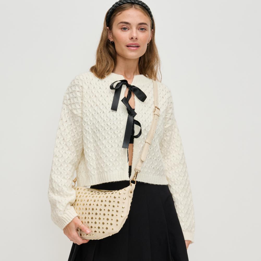 Woman wearing Oatmilk Urban Expressions Jordan Crossbody 840611193889 View 1 | Oatmilk