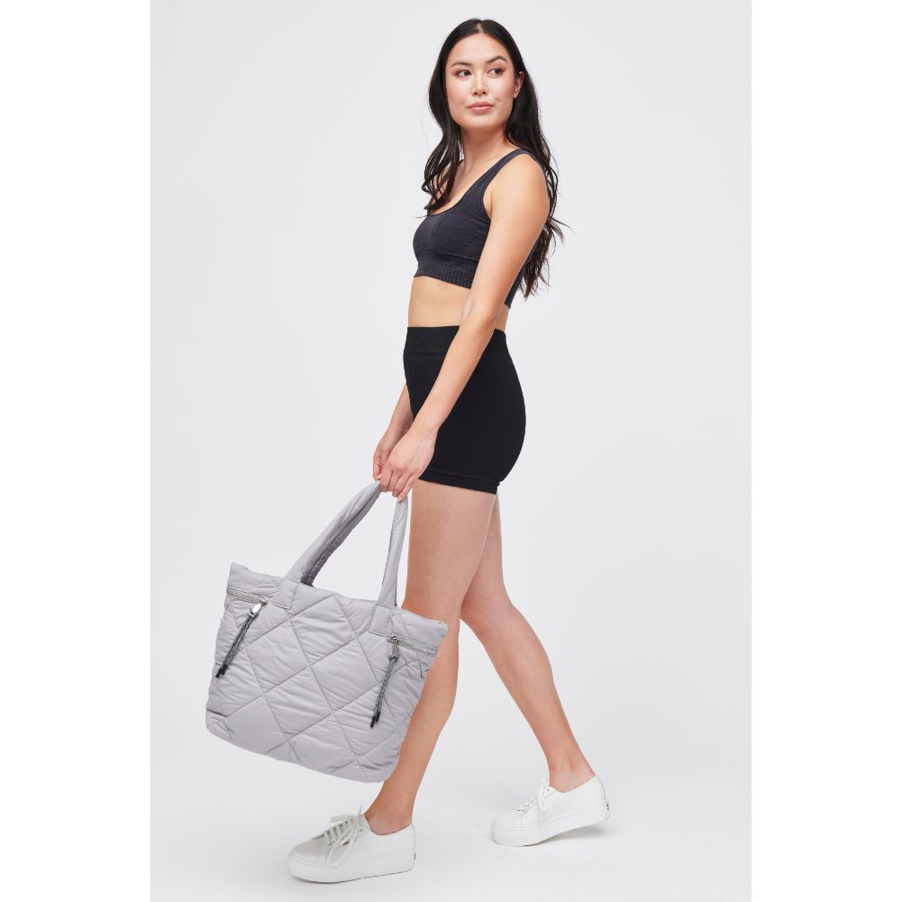 Woman wearing Grey Urban Expressions Lorie Tote 840611184337 View 4 | Grey