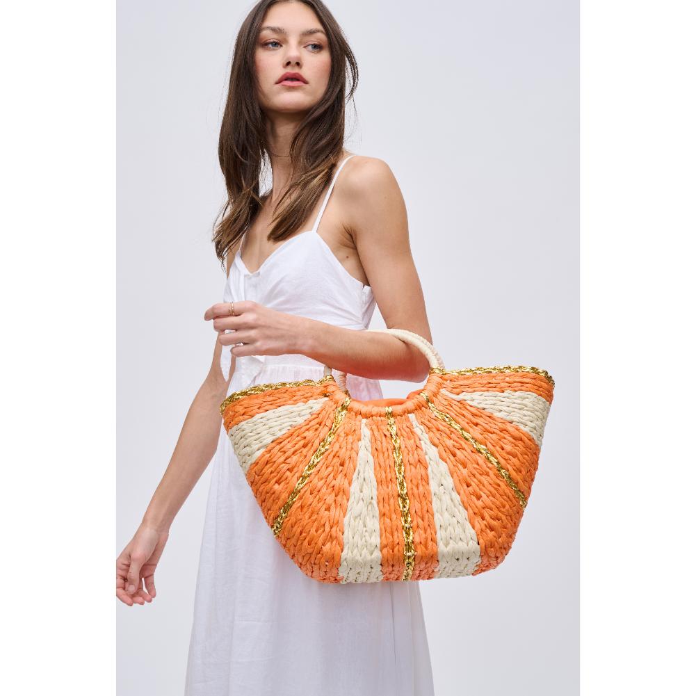 Woman wearing Orange Multi Urban Expressions Carmen Tote 840611123121 View 2 | Orange Multi