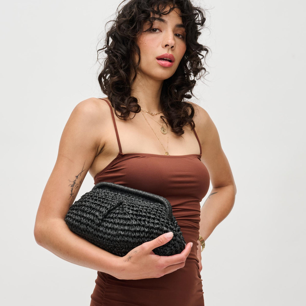 Woman wearing Black Urban Expressions Sage Clutch 840611192172 View 2 | Black