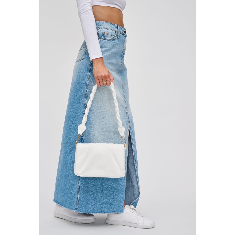 Woman wearing White Urban Expressions Aimee Crossbody 840611124562 View 2 | White