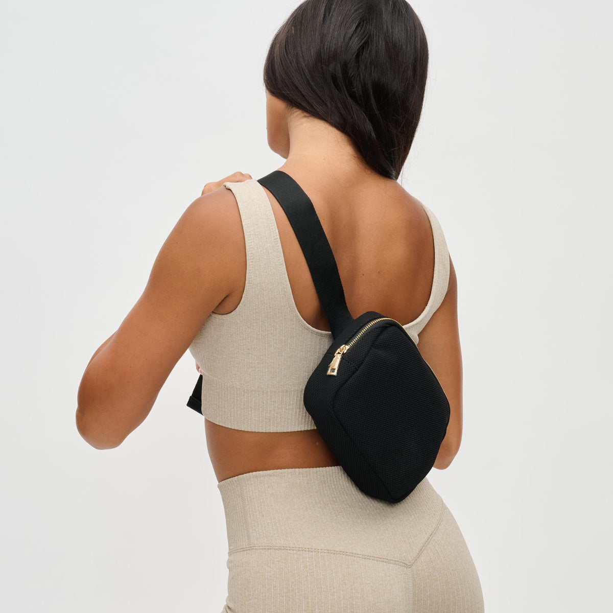 Woman wearing Black Urban Expressions Felix Belt Bag 840611122681 View 2 | Black