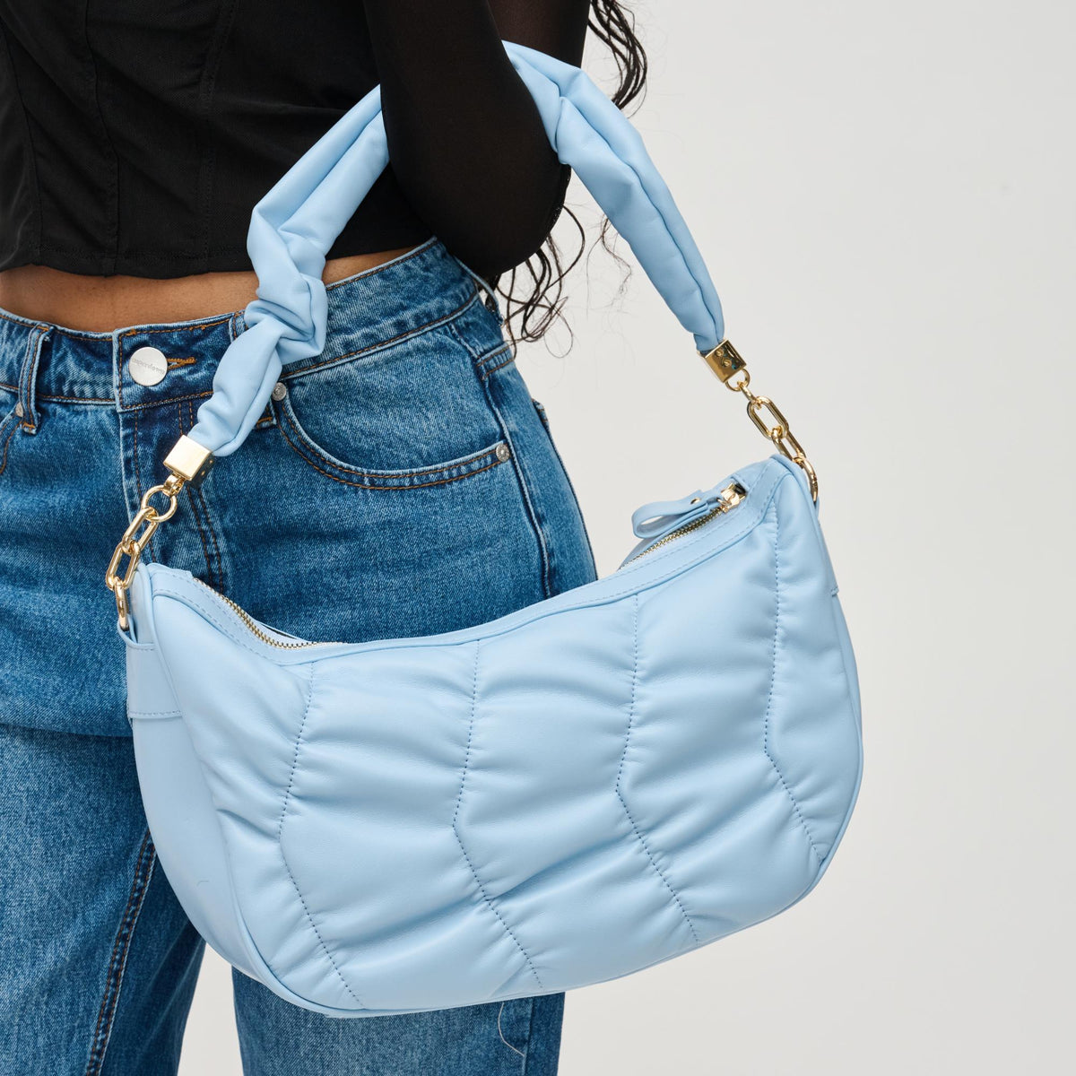 Woman wearing Sky Blue Urban Expressions Whitney Crossbody 840611130594 View 2 | Sky Blue