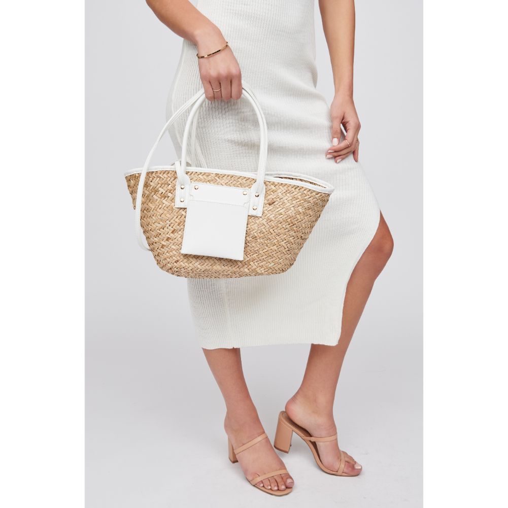 Woman wearing White Urban Expressions Wellesley Tote 818209015646 View 2 | White