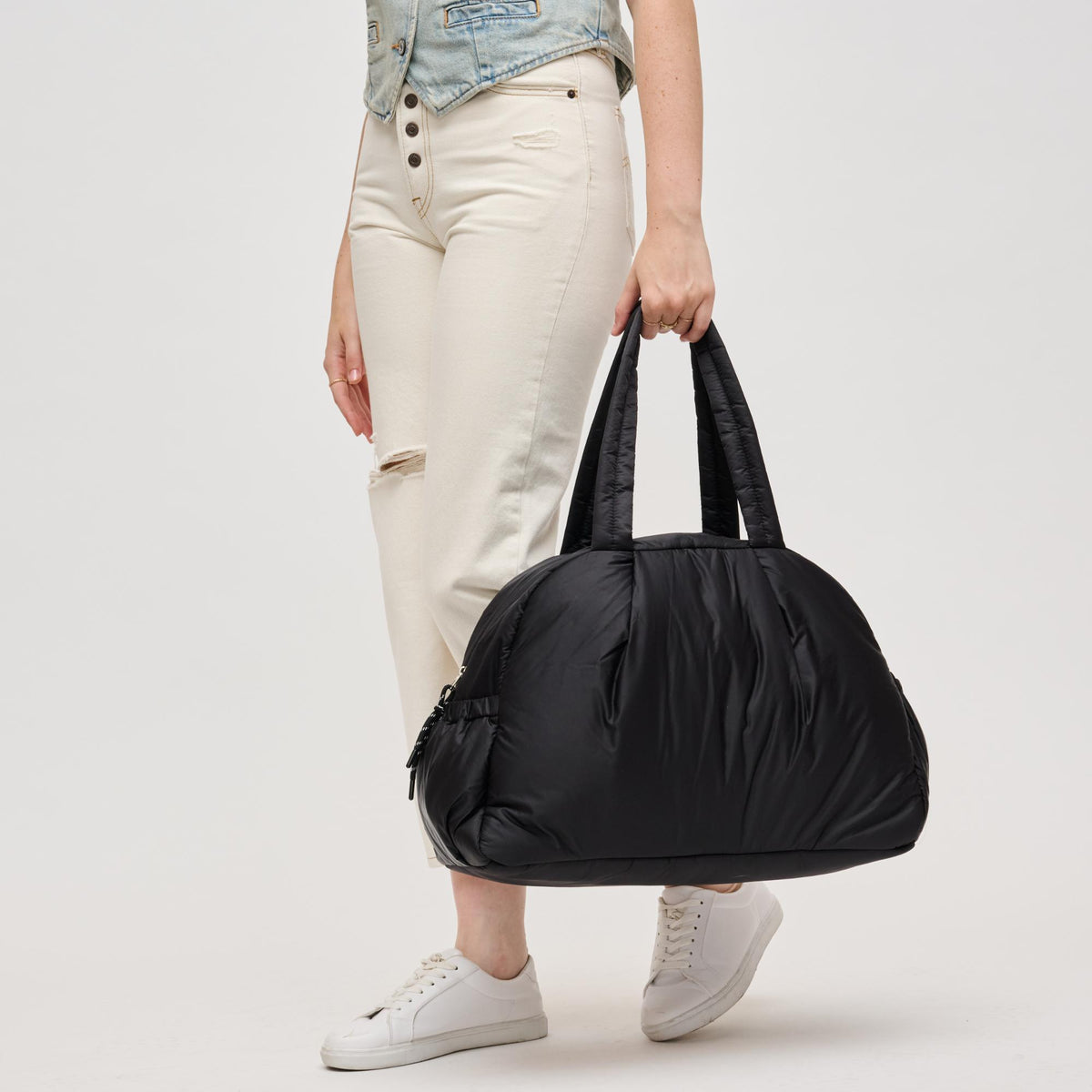 Woman wearing Black Urban Expressions Rae Duffel 840611141224 View 4 | Black