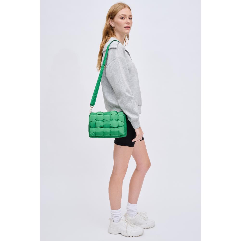 Woman wearing Kelly Green Urban Expressions Rhodes Crossbody 840611131812 View 3 | Kelly Green