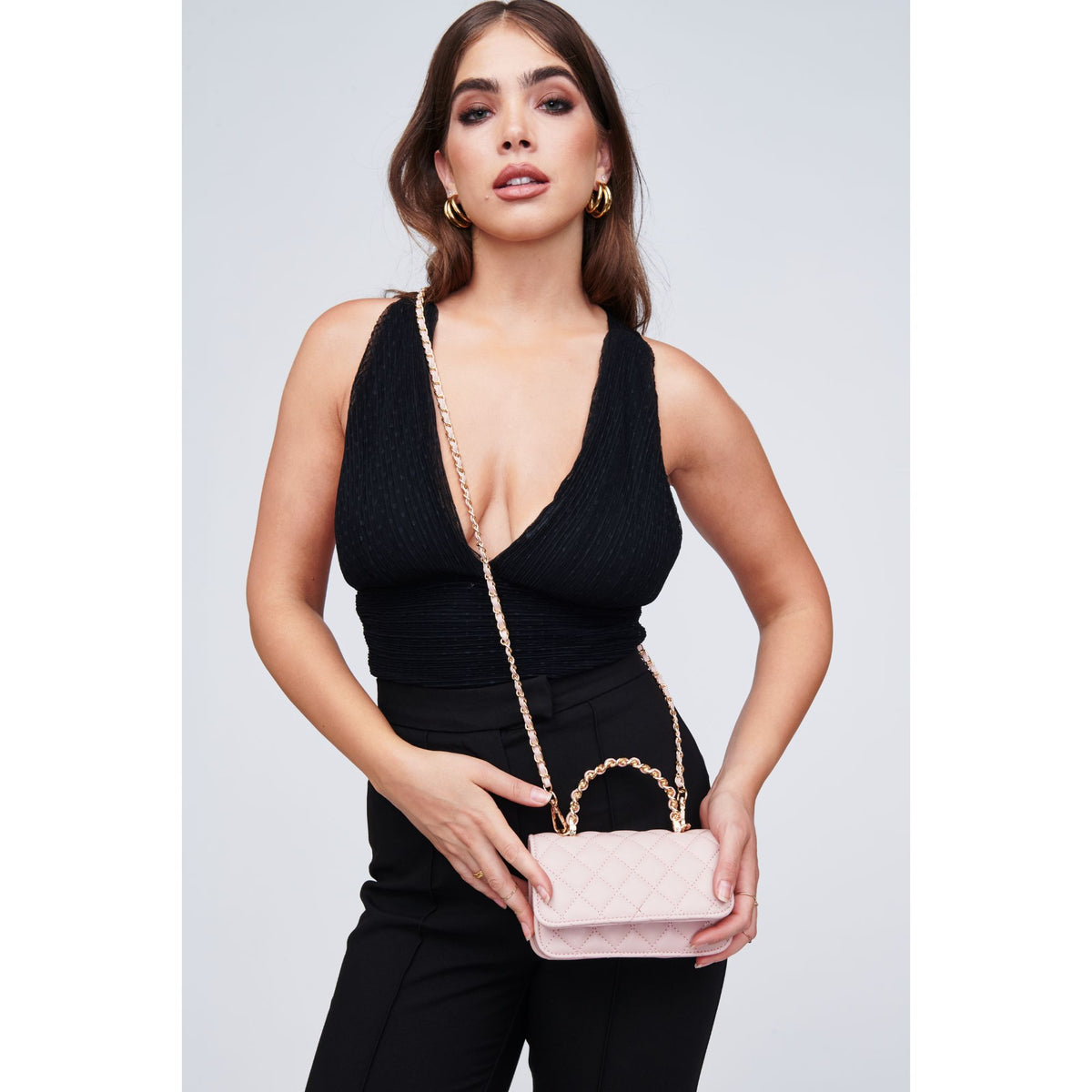 Woman wearing Blush Urban Expressions Zoya Mini Bag 818209010955 View 2 | Blush