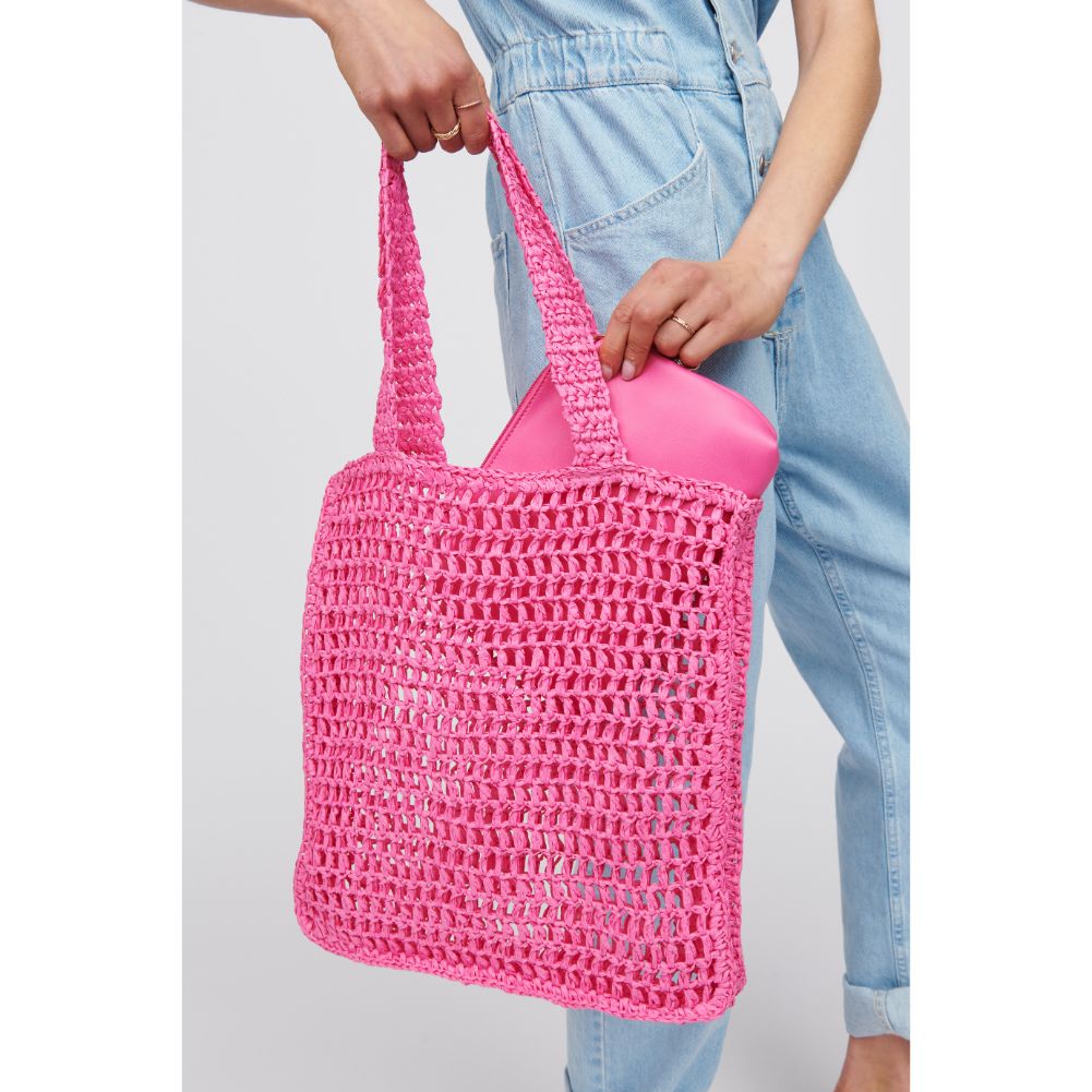 Woman wearing Bubblegum Urban Expressions Bouvet Tote 818209017022 View 4 | Bubblegum