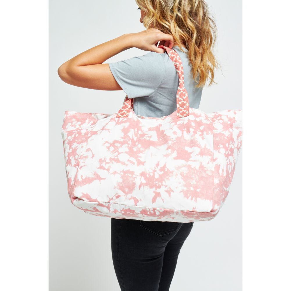 Woman wearing Pink Urban Expressions Marbella Tote 840611179005 View 3 | Pink