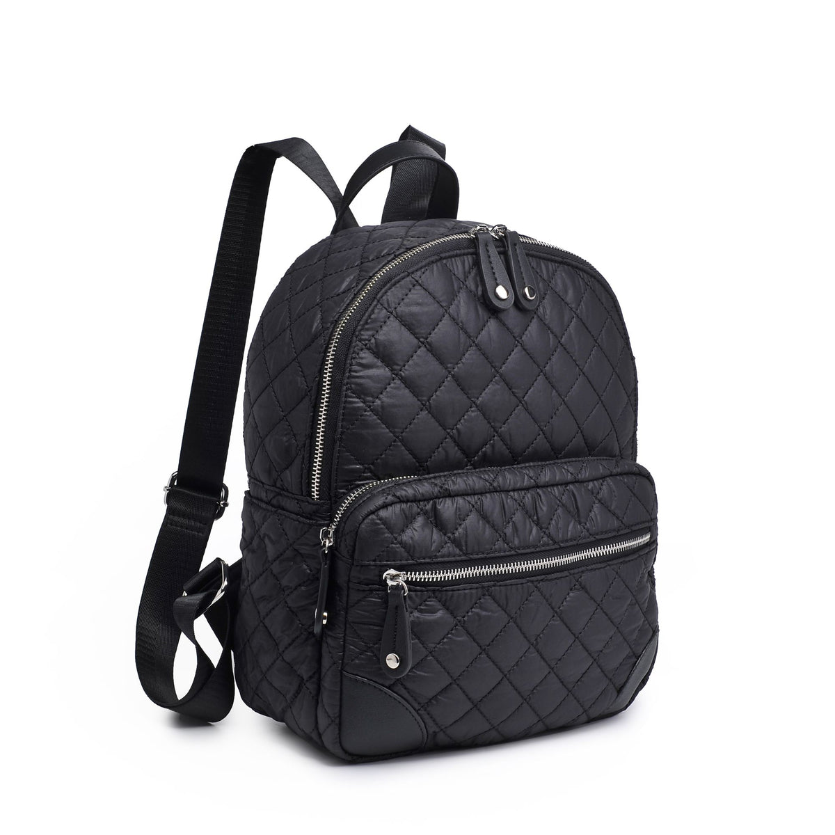 Product Image of Urban Expressions Ambition Quilted Nylon Backpack Backpack 840611186232 View 6 | Black