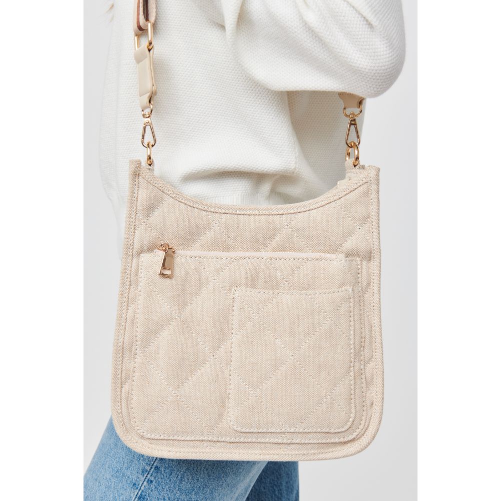 Woman wearing Oatmeal Urban Expressions Harlie Crossbody 840611102744-inactive View 3 | Oatmeal