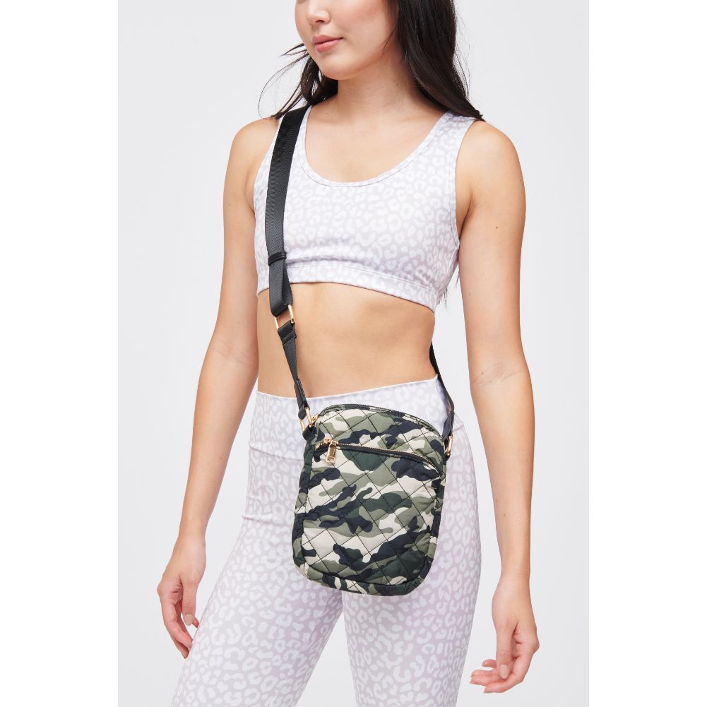 Woman wearing Green Camo Urban Expressions Lane Crossbody 840611183231 View 1 | Green Camo