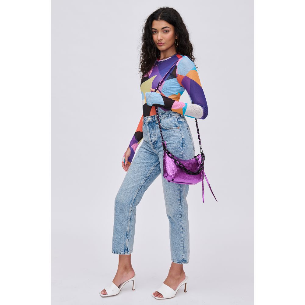 Woman wearing Purple Urban Expressions Mesa Crossbody 840611113726 View 3 | Purple