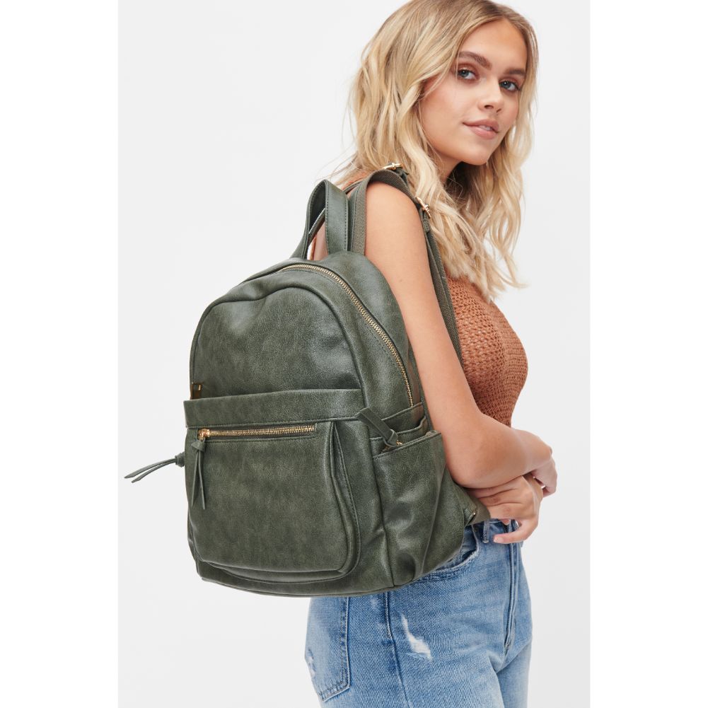 Woman wearing Hunter Green Urban Expressions Scarlett Backpack 818209010733 View 2 | Hunter Green