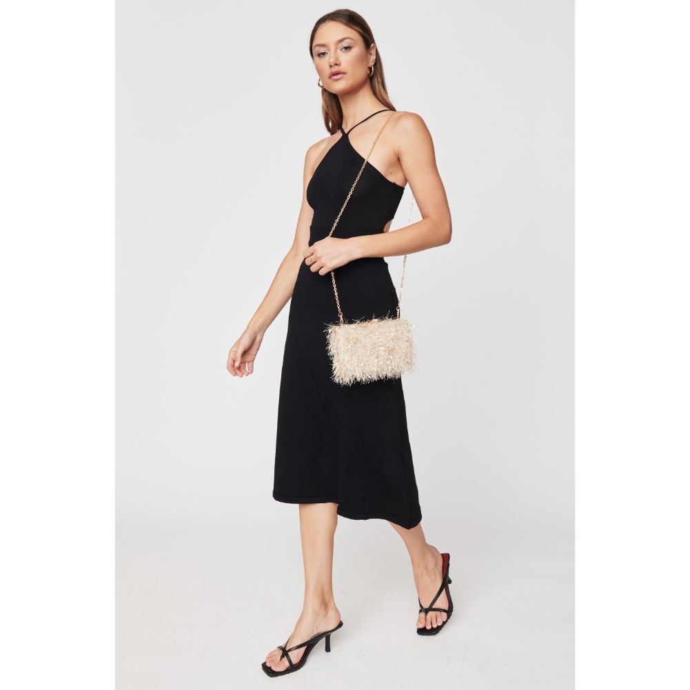 Woman wearing Champagne Urban Expressions Shoshanna Evening Bag 840611103406 View 3 | Champagne