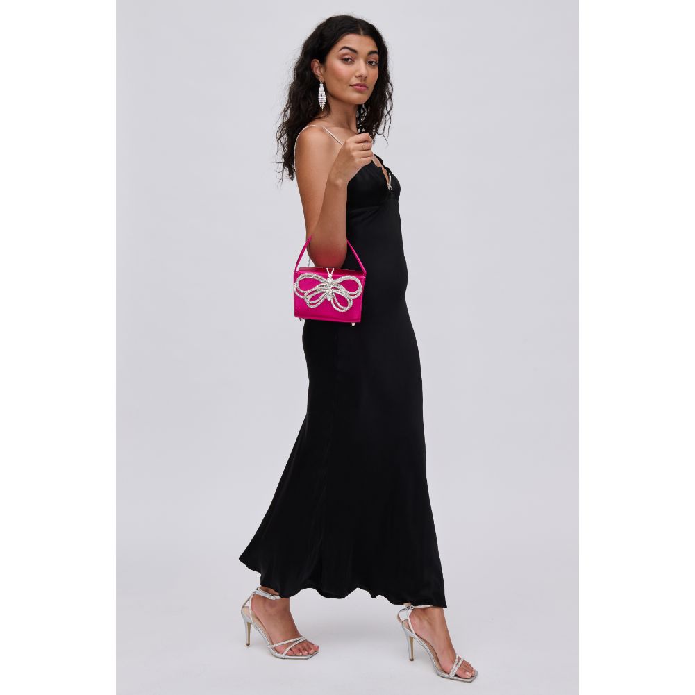 Woman wearing Fuchsia Urban Expressions Vanessa Evening Bag 840611113429 View 3 | Fuchsia