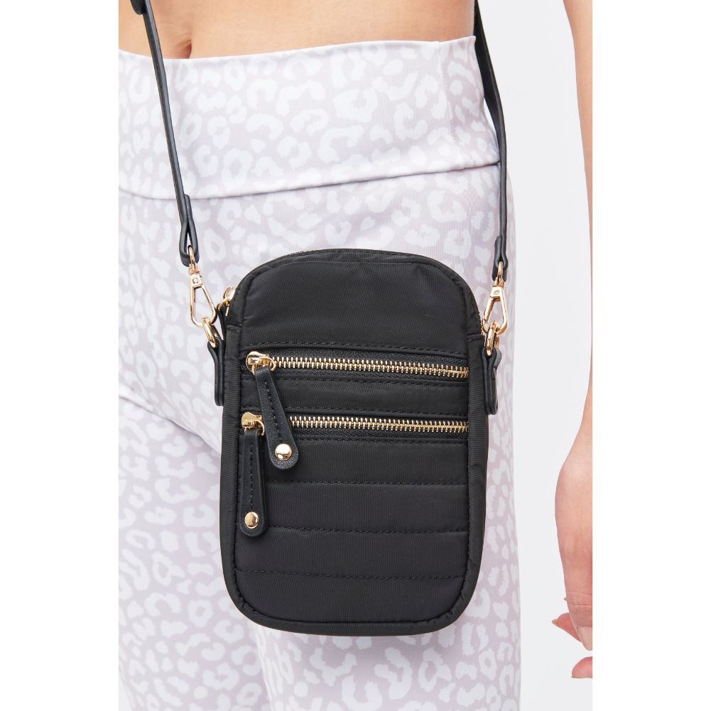 Woman wearing Black Urban Expressions Evelyn Cell Phone Crossbody 840611181978 View 2 | Black