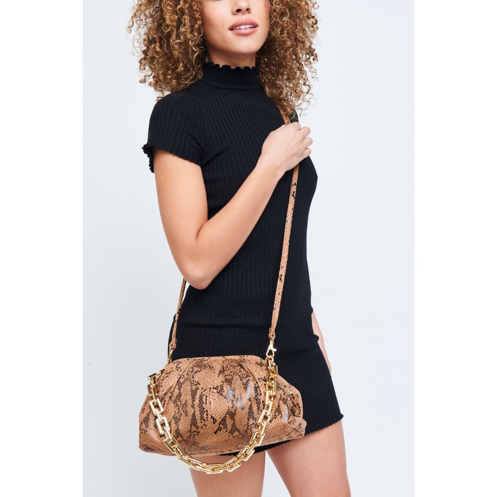 Woman wearing Camel Urban Expressions Cassie Clutch 840611174970 View 1 | Camel