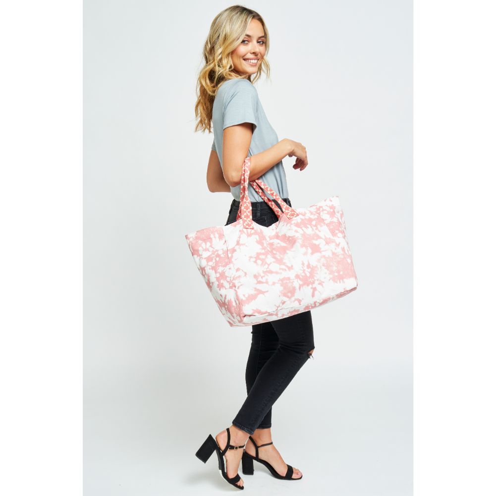 Woman wearing Pink Urban Expressions Marbella Tote 840611179005 View 4 | Pink