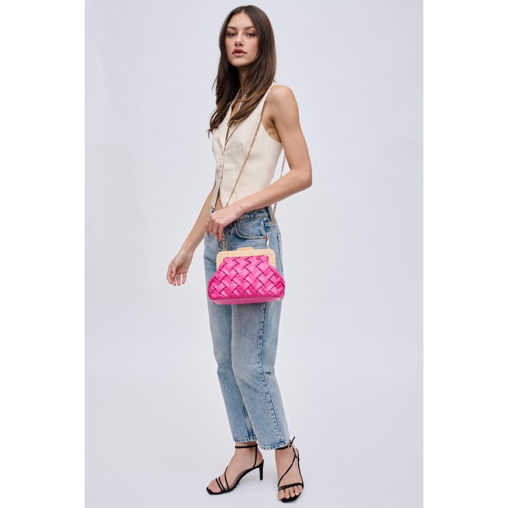 Woman wearing Hot Pink Urban Expressions Matilda Crossbody 840611192110 View 2 | Hot Pink