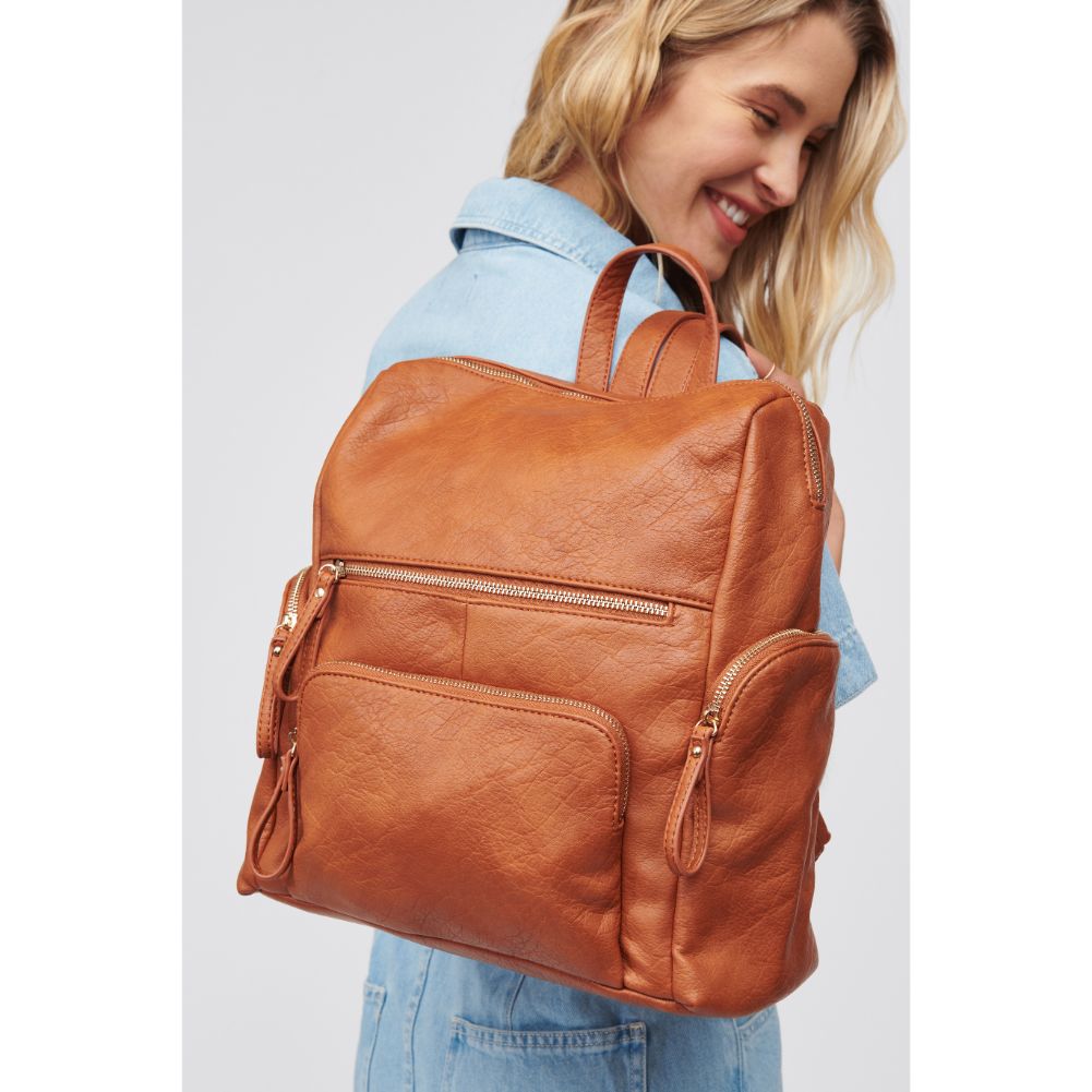 Woman wearing Tan Urban Expressions Kendall Backpack 818209018616 View 4 | Tan