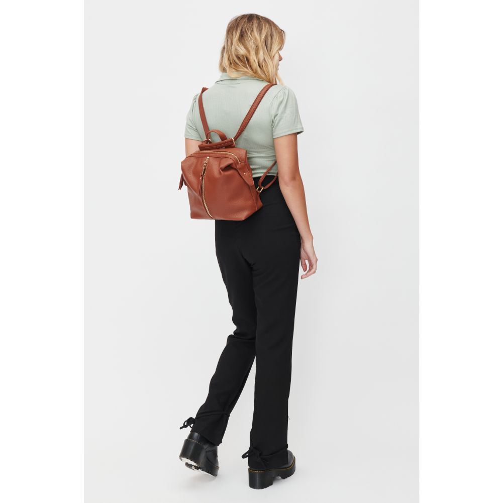 Woman wearing Cognac Urban Expressions Petit - Kenzie Backpack 840611101181 View 2 | Cognac