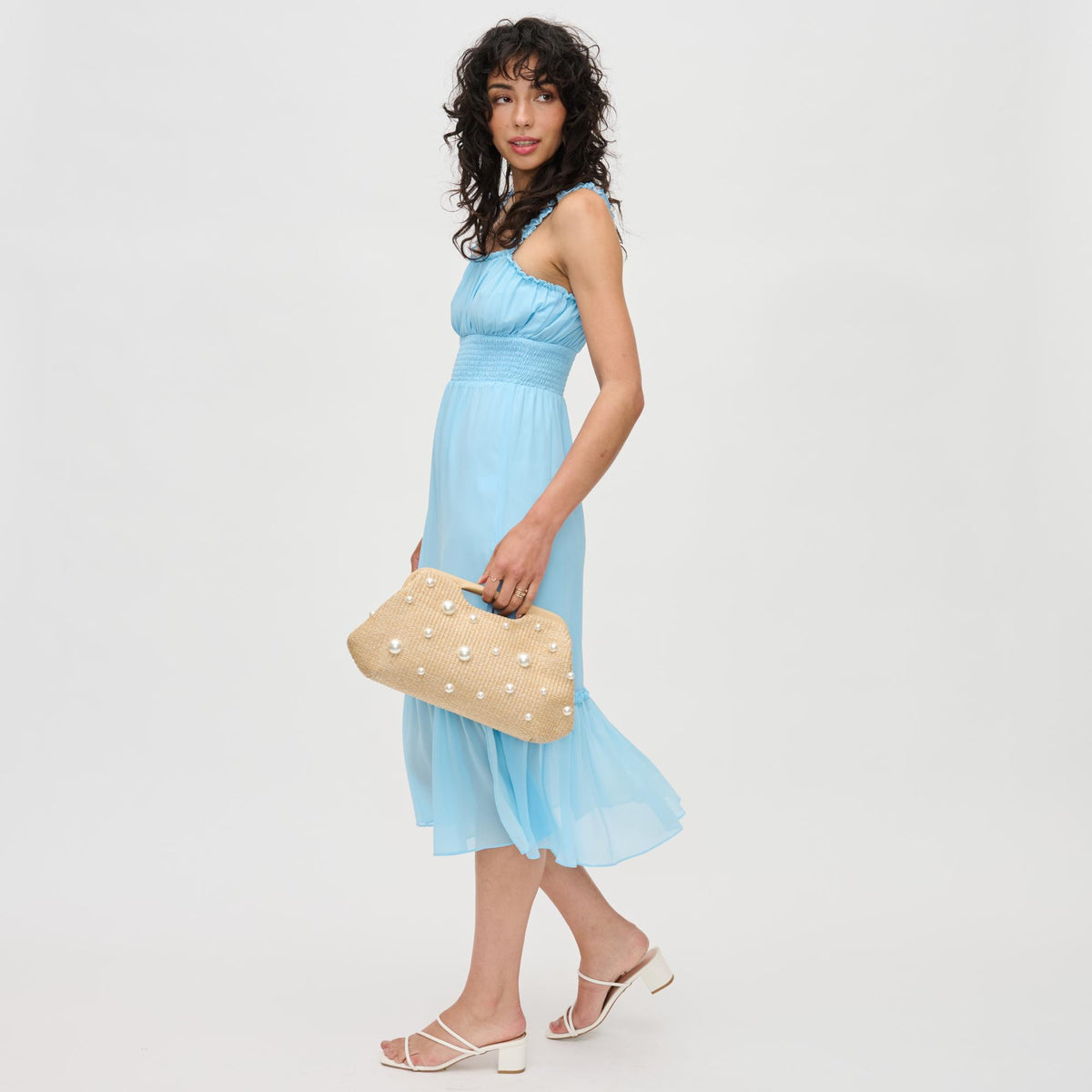 Woman wearing Natural Urban Expressions Mallory - Pearls Clutch 840611129291 View 3 | Natural