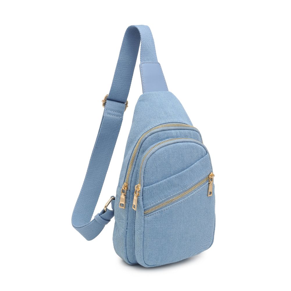 Product Image of Urban Expressions Zephyr Denim Sling Backpack 840611106872 View 6 | Denim