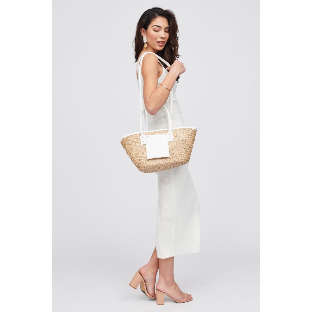 Woman wearing White Urban Expressions Wellesley Tote 818209015646 View 3 | White