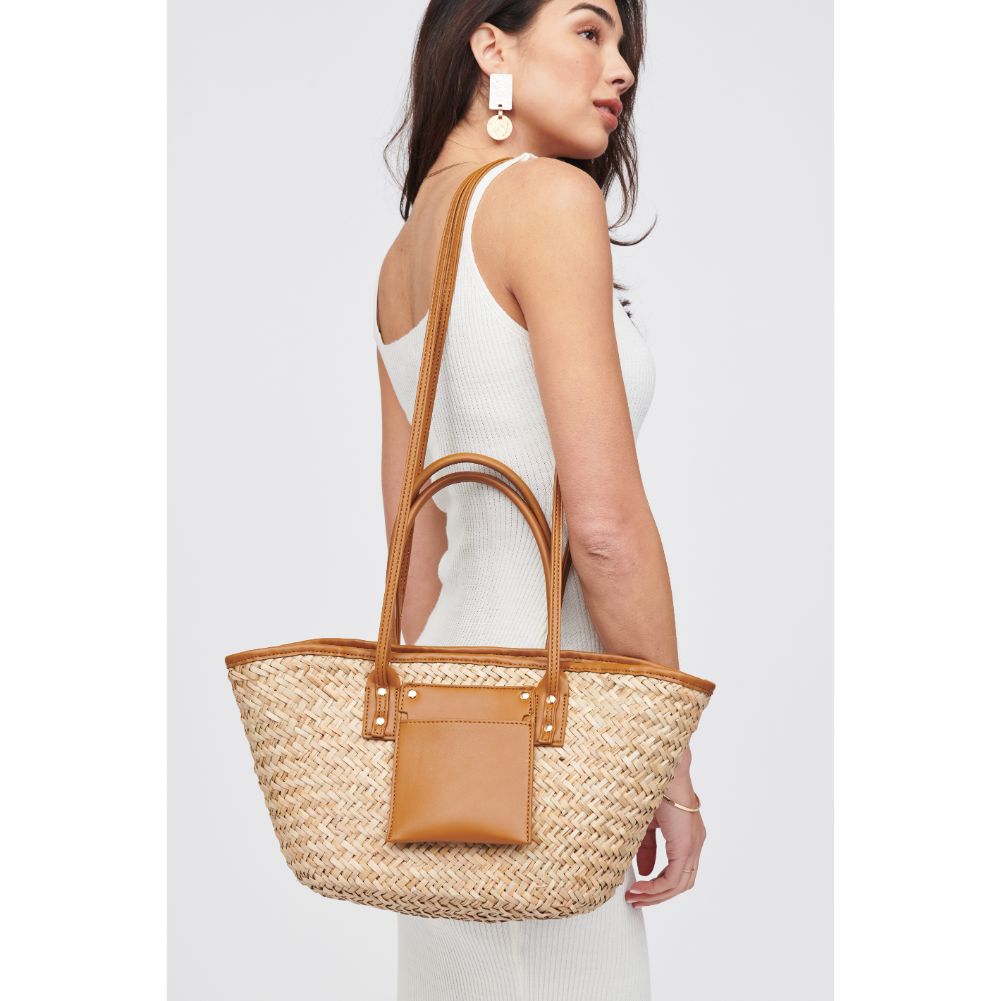 Woman wearing Tan Urban Expressions Wellesley Tote 818209015653 View 2 | Tan