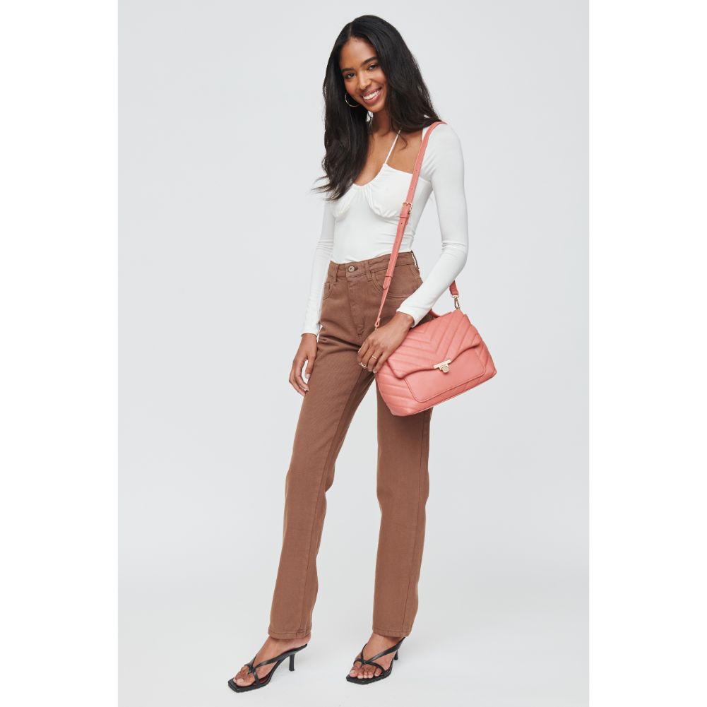 Woman wearing Blush Urban Expressions Imani Crossbody 840611108678 View 2 | Blush