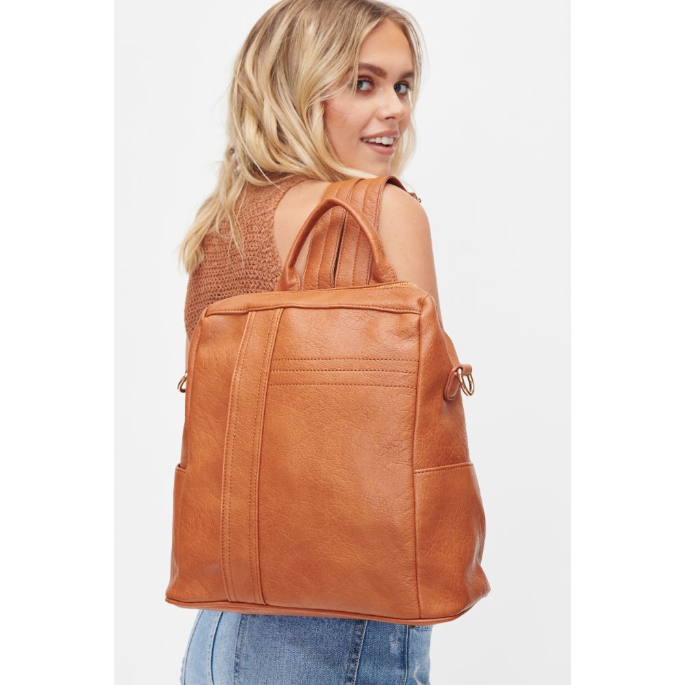 Woman wearing Cognac Urban Expressions Everett Backpack 818209010245 View 3 | Cognac