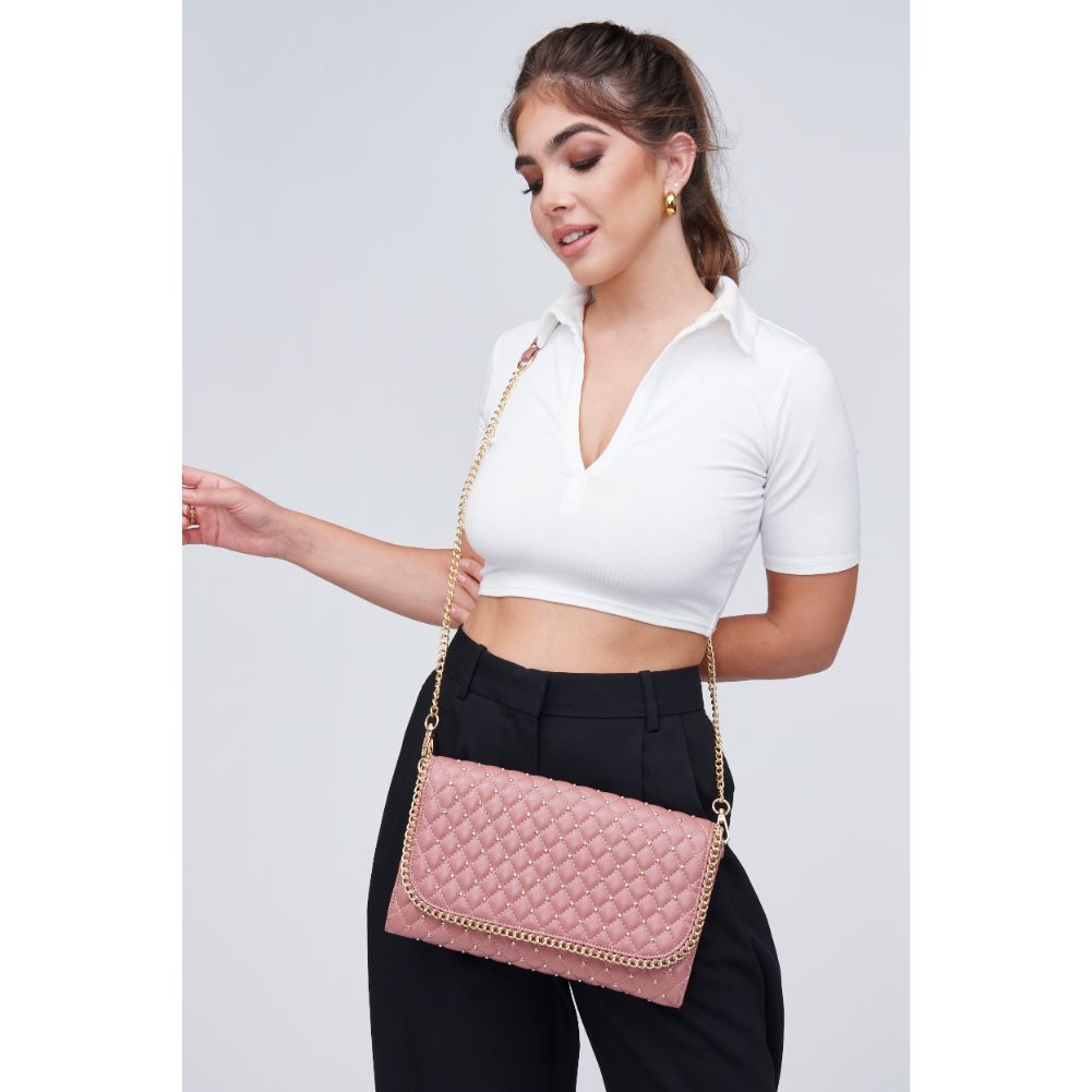 Woman wearing Blush Urban Expressions Viola Clutch 818209011006 View 2 | Blush