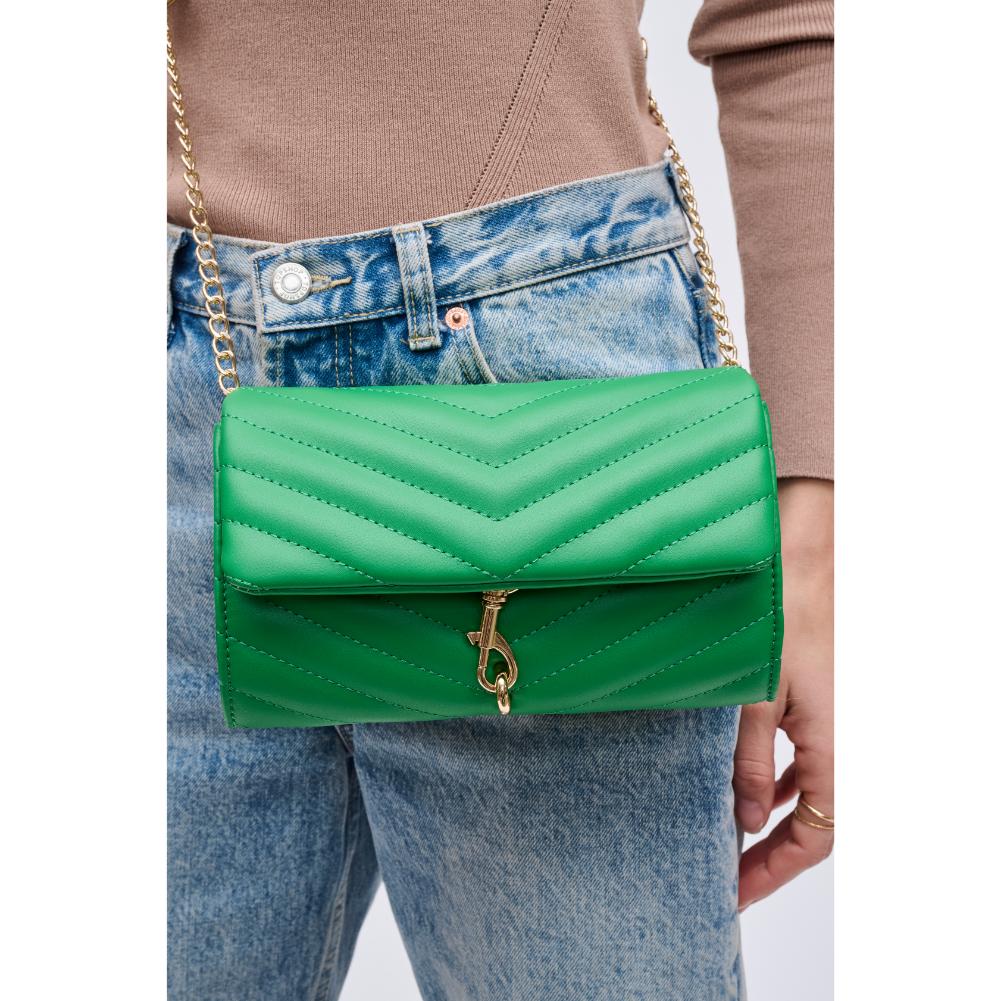 Woman wearing Kelly Green Urban Expressions Nanci Crossbody 840611123039 View 3 | Kelly Green