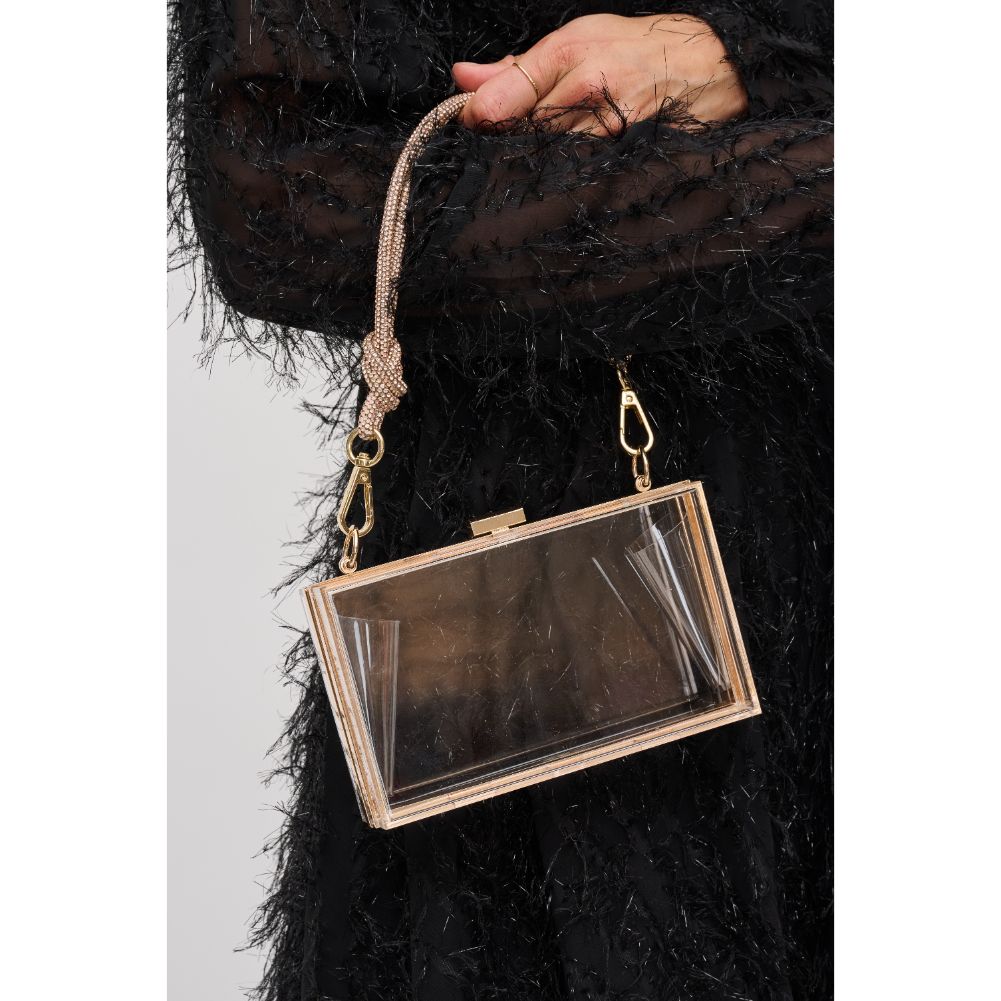 Woman wearing Gold Urban Expressions Shirley Evening Bag 840611190383 View 4 | Gold