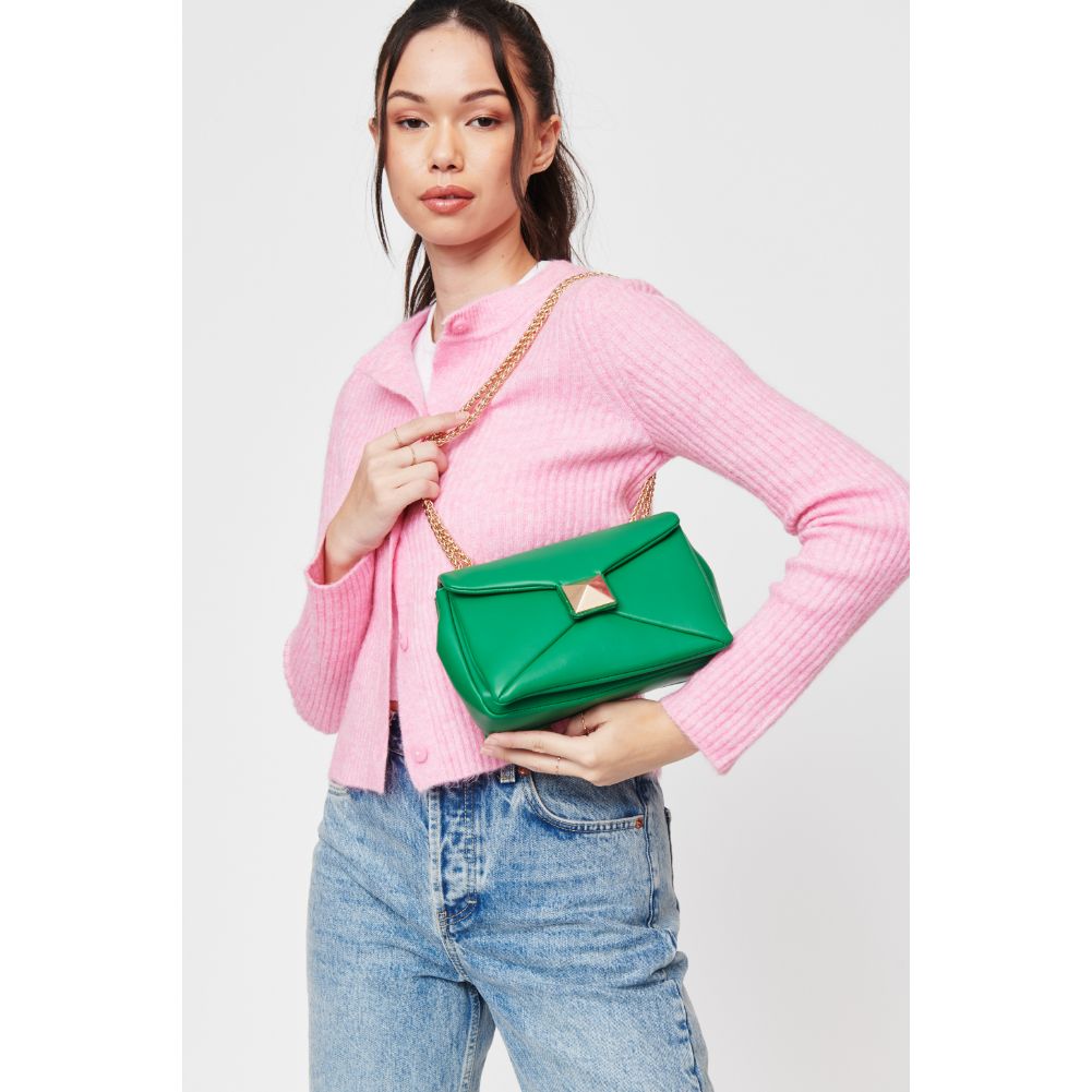 Woman wearing Kelly Green Urban Expressions Kirby Crossbody 840611104144 View 1 | Kelly Green