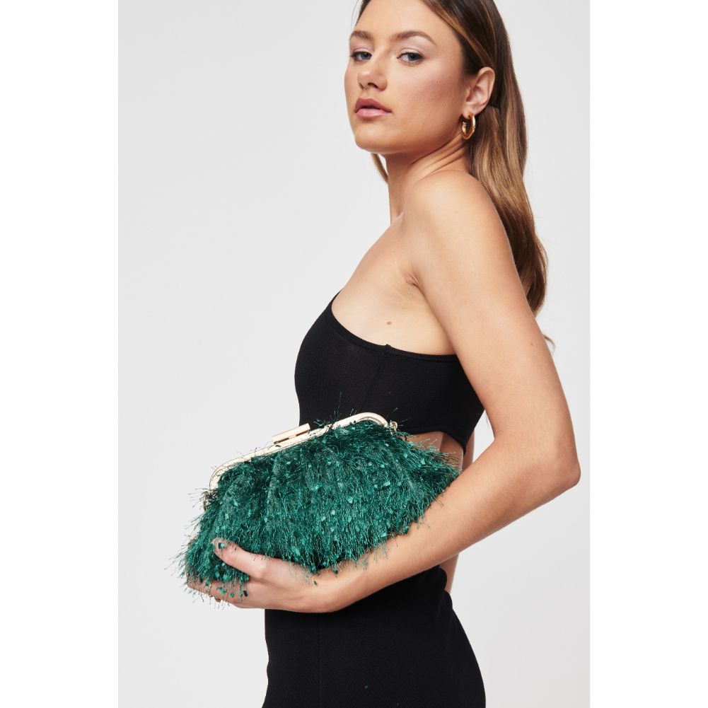 Woman wearing Emerald Urban Expressions Rosalind Evening Bag 840611104267 View 4 | Emerald