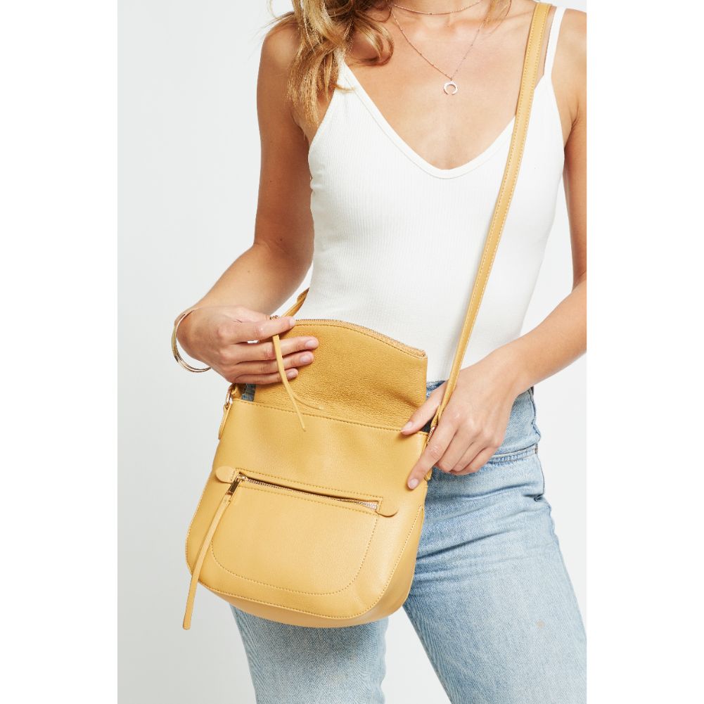 Woman wearing Mustard Urban Expressions Jean Crossbody 840611177216 View 4 | Mustard