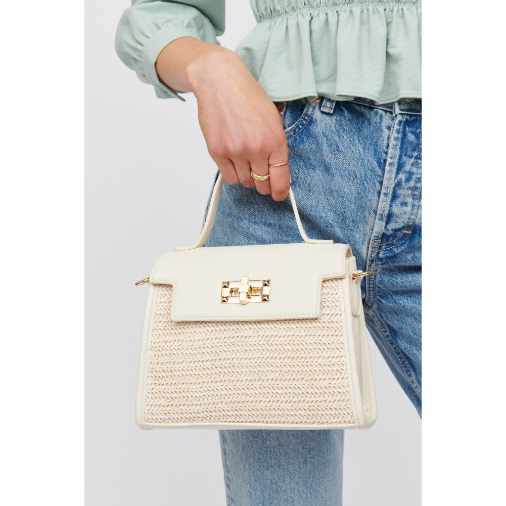 Woman wearing Ivory Urban Expressions Camelia Satchel 818209016636 View 4 | Ivory