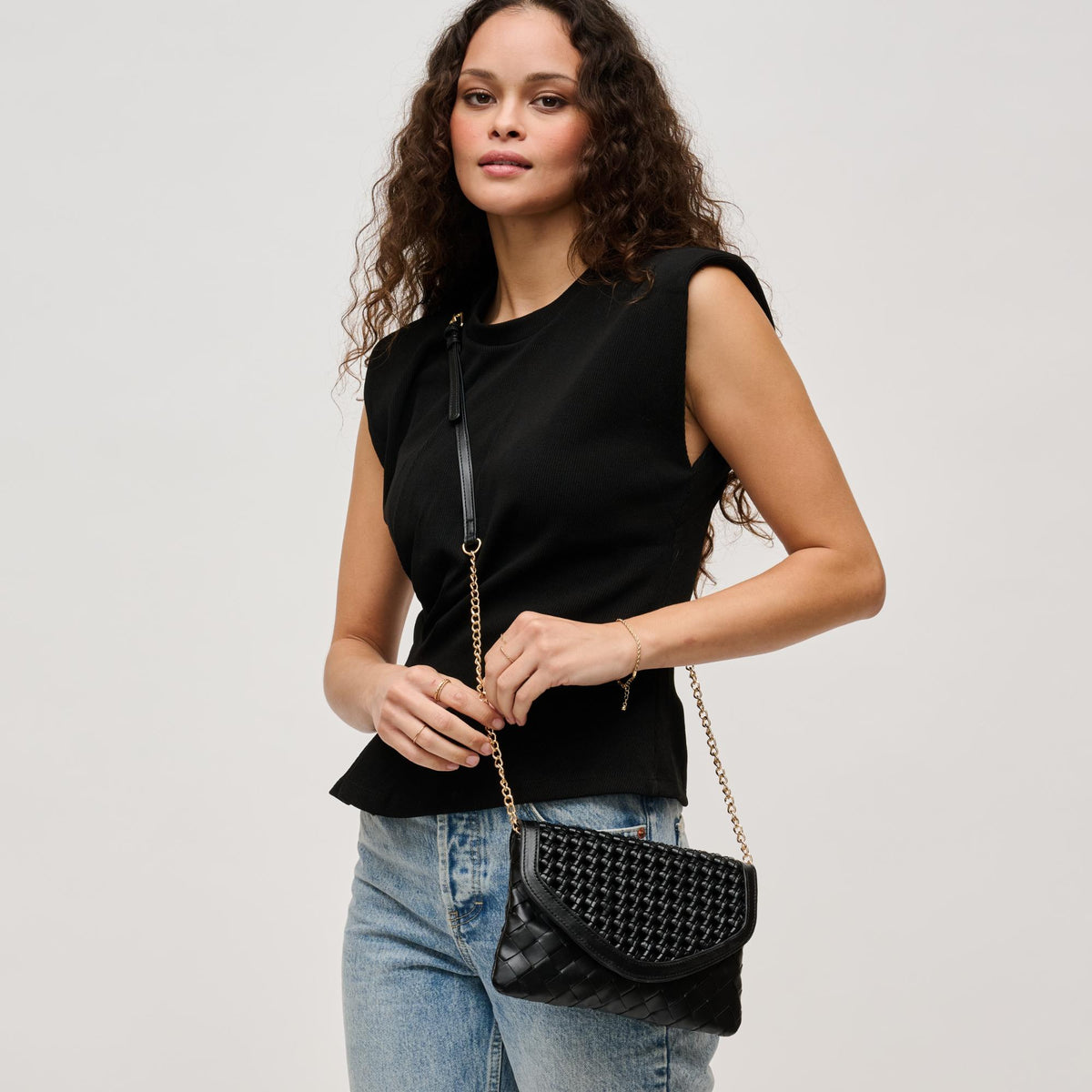 Woman wearing Black Urban Expressions Emma Crossbody 840611126351 View 3 | Black