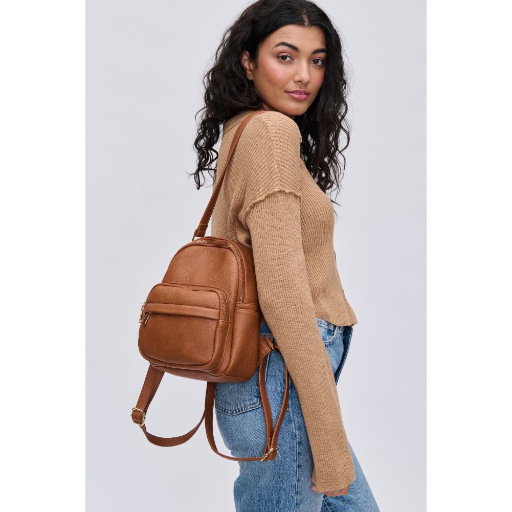 Woman wearing Tan Urban Expressions Uri Backpack 840611113603 View 2 | Tan