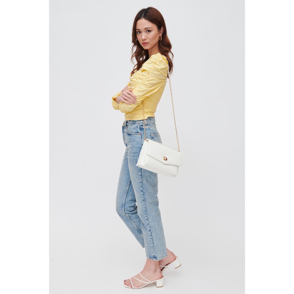 Woman wearing White Urban Expressions Wrenlee Crossbody 840611118424 View 2 | White