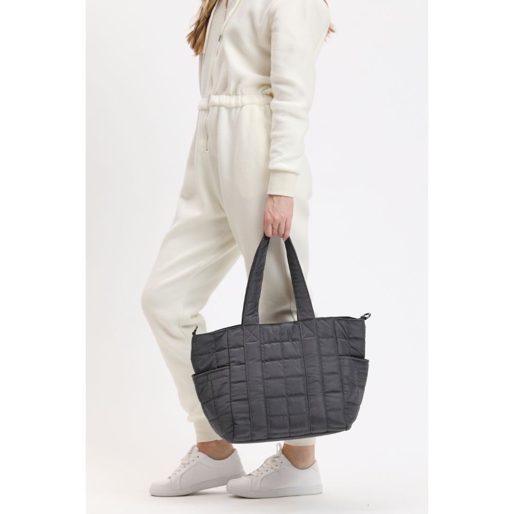 Woman wearing Carbon Urban Expressions August - Quilted Nylon Tote 840611114464 View 4 | Carbon