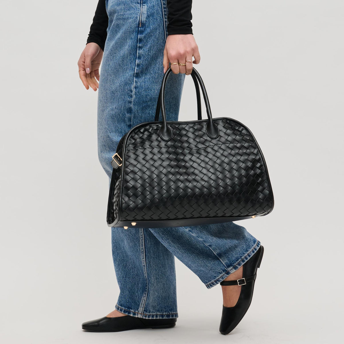 Woman wearing Black Urban Expressions Rhonda Tote 840611144973 View 3 | Black