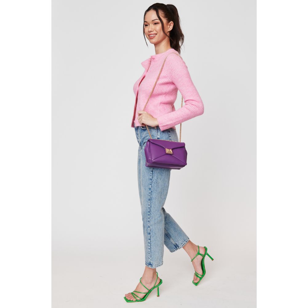 Woman wearing Purple Urban Expressions Kirby Crossbody 840611104168 View 1 | Purple