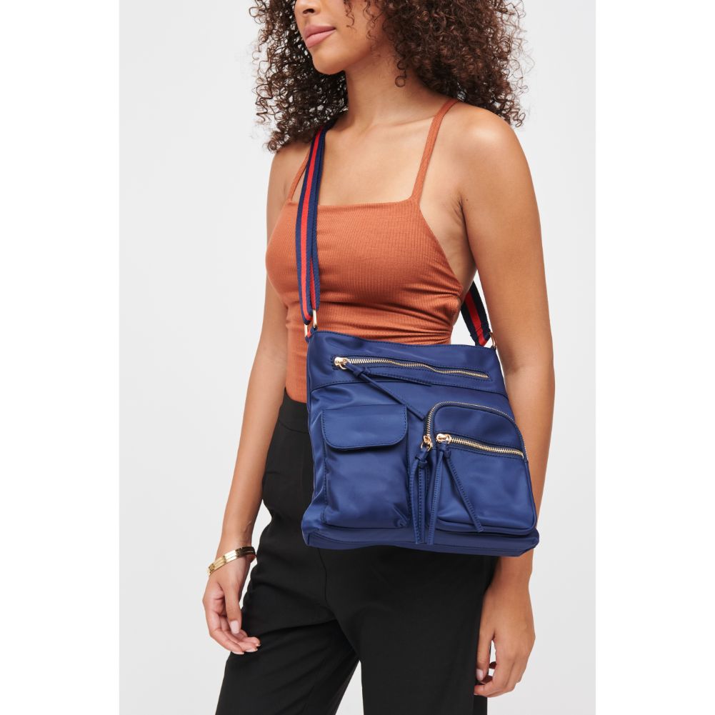 Woman wearing Midnight Urban Expressions Shay Messenger 840611182852 View 1 | Midnight