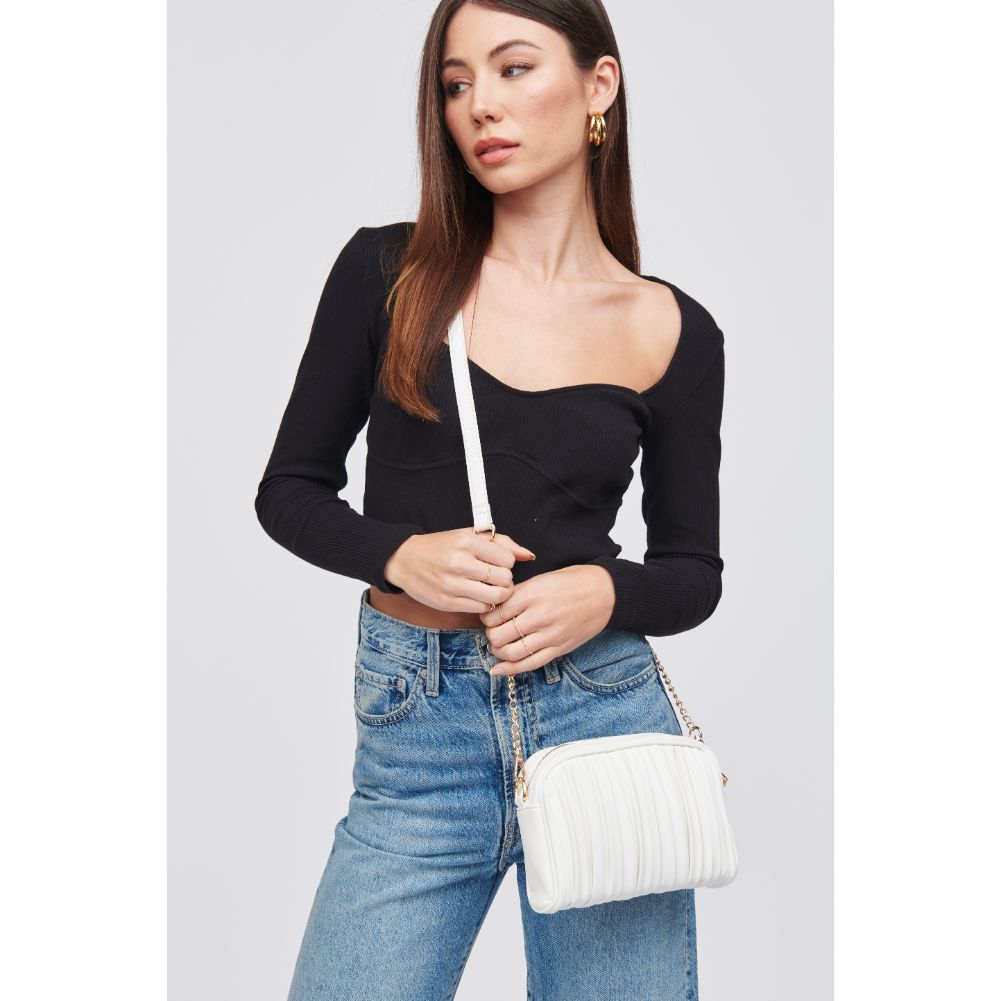 Woman wearing White Urban Expressions Nadiya Crossbody 818209019705 View 2 | White