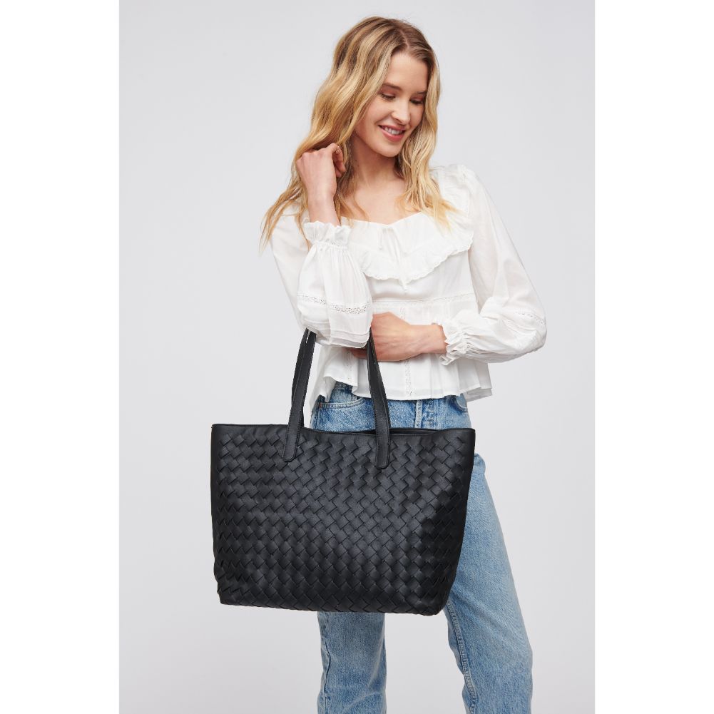 Woman wearing Black Urban Expressions Valencia - Woven Tote 840611101600 View 2 | Black