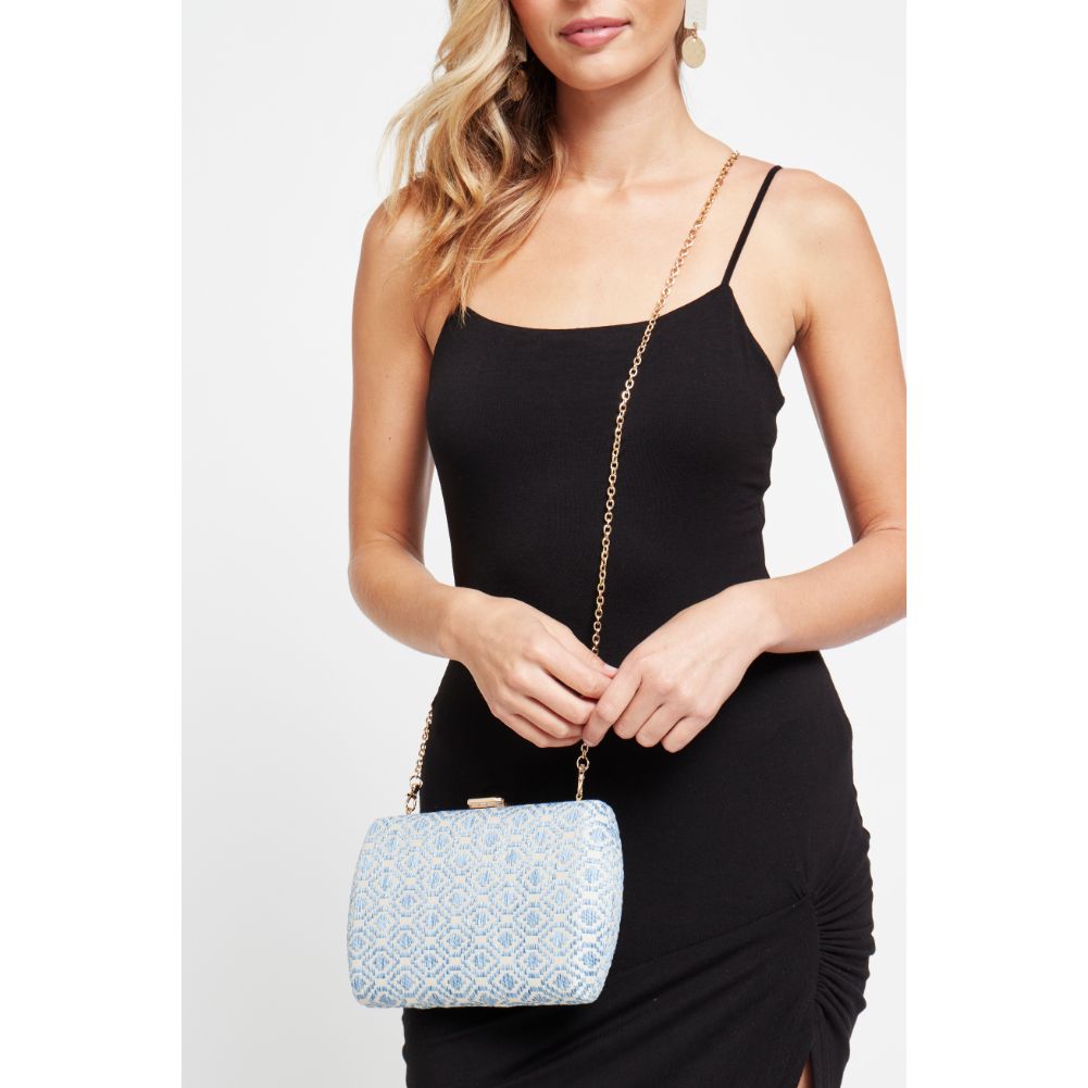 Woman wearing Sky Blue Sol and Selene Nashville Evening Bag 840611179937 View 1 | Sky Blue