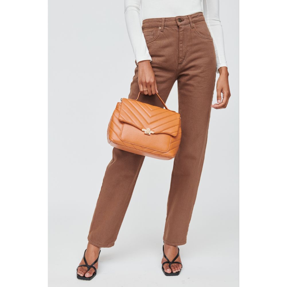 Woman wearing Tan Urban Expressions Imani Crossbody 840611108036 View 3 | Tan